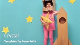  Presentation with astronomy astronaut - Beautiful slide deck featuring astronomy - child girl in an astronaut backdrop and a light blue colored foreground