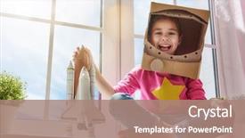  Presentation with astronomy astronaut - Theme having astronomy - child girl in an astronaut background and a coral colored foreground