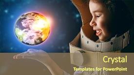  Presentation with astronomy astronaut - PPT theme featuring astronomy - child is dressed background and a coral colored foreground