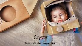  Presentation with astronomy astronaut - Presentation theme featuring astronomy - child is dressed background and a coral colored foreground