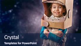  Presentation with astronomy astronaut - Presentation design enhanced with astronomy - child is dressed background and a navy blue colored foreground