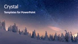  Presentation with night sky - Beautiful presentation theme featuring astronomy - fantastic winter landscape glowing backdrop and a navy blue colored foreground