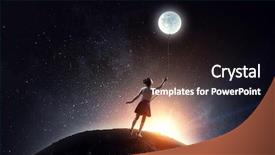  Presentation with moon - Cool new presentation with astronomy - girl holds the moon mixed backdrop and a tawny brown colored foreground