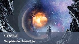  Presentation with astronomy astronaut - Slide deck with astronomy - space hole and astronaut mixed background and a ocean colored foreground