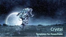  Presentation with spaceman - Slide deck featuring astronomy - spaceman running fast mixed media background and a ocean colored foreground