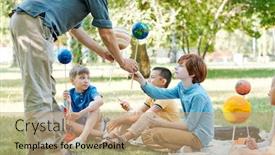  Presentation with astronomy - PPT theme featuring astronomy-teacher-giving-planet-models background and a coral colored foreground