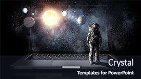  Presentation with explorer - Slide deck featuring human kidney - space explorer and laptop mixed background and a tawny brown colored foreground