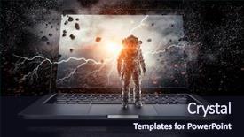  Presentation with explorer - Presentation theme featuring human kidney - space explorer and laptop mixed background and a wine colored foreground