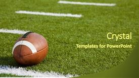  Presentation with football field - Amazing PPT theme having astroturf - american football on a green backdrop and a tawny brown colored foreground
