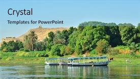  Presentation with nile egypt - Theme having aswan egypt - boats on nile background and a  colored foreground