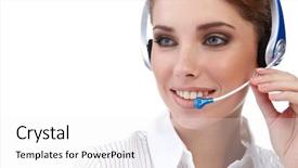  Presentation with excellent customer service - Presentation design consisting of atencion al cliente - customer service agent background and a  colored foreground