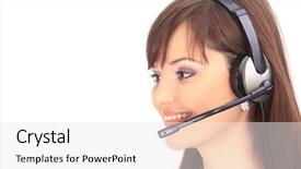  Presentation with receptionist - Presentation with atencion al cliente - woman wearing headset in office background and a white colored foreground