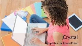  Presentation with math creative - Presentation theme consisting of atention - atentive young creative businesswoman working background and a coral colored foreground