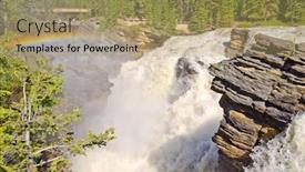  Presentation with falls - PPT theme having athabasca falls jasper national park alberta canada background and a coral colored foreground
