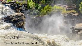  Presentation with falls - Audience pleasing presentation theme consisting of athabasca falls jasper national park alberta canada backdrop and a mint green colored foreground
