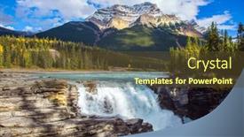  Presentation with rocky mountains - Colorful slide set enhanced with athabasca-falls-popular-with-tourists backdrop and a tawny brown colored foreground