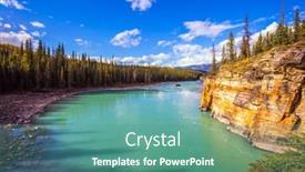  Presentation with tourism - Presentation theme consisting of athabasca-river-in-the-rocky background and a teal colored foreground