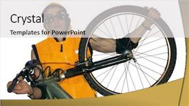  Presentation with rider - Amazing slides having atheletics - mountain bike extreme coulorful rider backdrop and a light gray colored foreground