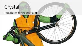 Presentation with mountain bike - Slide set enhanced with atheletics - mountain bike extreme coulorful rider background and a white colored foreground