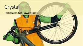  Presentation with mountain bike - Amazing presentation theme having atheletics - mountain bike extreme coulorful rider backdrop and a blonde colored foreground