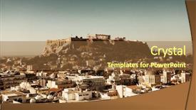  Presentation with skyline - Slide set having athena - athens skyline rooftop view greece background and a tawny brown colored foreground