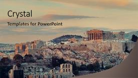  Presentation with mountain top - Presentation design enhanced with athena - athens skyline sunrise viewed background and a coral colored foreground