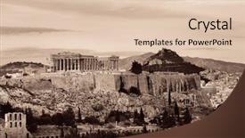  Presentation with sunrise on mountain - Presentation design featuring athena - athens skyline sunrise viewed background and a lemonade colored foreground