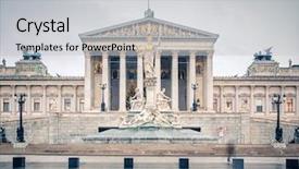  Presentation with vienna - Presentation design consisting of athena - austrian parliament in vienna austria background and a light gray colored foreground
