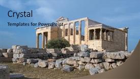  Presentation with hill - Amazing theme having athena - ruins of the temple backdrop and a light blue colored foreground