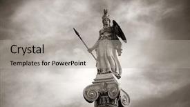  Presentation with ancient map of greece - Slide deck with athena statue in athens greece background and a light gray colored foreground