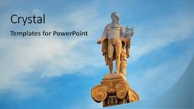  Presentation with blessed virgin mary statue blue - PPT theme with athena statue in athens greece background and a light blue colored foreground