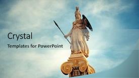  Presentation with mythology ancient greece zeus god - Amazing presentation design having athena statue in athens greece backdrop and a light blue colored foreground