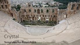  Presentation with theater - Presentation design having athens acropolis theater - athens greece background and a light gray colored foreground