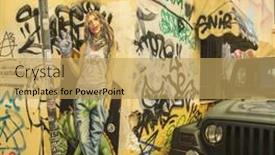  Presentation with street art graffiti - Presentation consisting of athens-greece-apr-1-2015 background and a yellow colored foreground