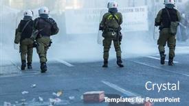  Presentation with riot police - Theme enhanced with athens-greece-apr-16-2015 background and a teal colored foreground