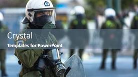  Presentation with riot police - Slides having athens-greece-apr-16-2015 background and a ocean colored foreground