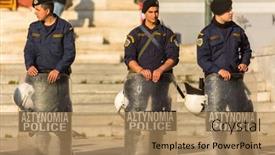  Presentation with riot police - Theme enhanced with athens-greece-apr-16-2015 background and a coral colored foreground