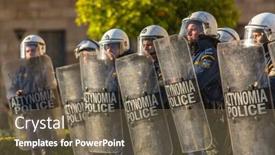  Presentation with riot police - PPT layouts with athens-greece-apr-16-2015 background and a tawny brown colored foreground