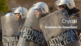  Presentation with riot police - Theme having athens-greece-apr-16-2015 background and a gray colored foreground