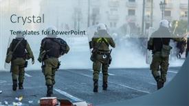  Presentation with riot police - Presentation design with athens-greece-apr-16-2015 background and a light blue colored foreground