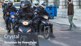  Presentation with riot police - Slide deck featuring athens-greece-apr-16-2015 background and a gray colored foreground