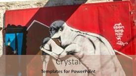  Presentation with street art graffiti - Presentation design enhanced with athens-greece-apr-3-2015 background and a coral colored foreground