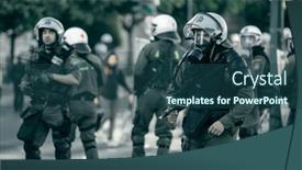  Presentation with riot police - Slides having athens-greece-april-15-2015 background and a ocean colored foreground