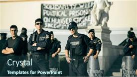  Presentation with riot police - Theme enhanced with athens-greece-april-15-2015 background and a tawny brown colored foreground