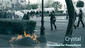  Presentation with riot police - Beautiful theme featuring athens-greece-april-15-2015 backdrop and a ocean colored foreground