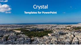  Presentation with stadium - Audience pleasing presentation theme consisting of athens greece panathinaiko stadium backdrop and a teal colored foreground