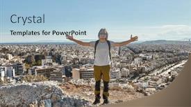  Presentation with panoramic - PPT layouts consisting of athens-panoramic-city-view background and a light blue colored foreground