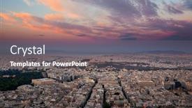  Presentation with skyline - Presentation theme with athens-skyline-sunrise-viewed background and a gray colored foreground