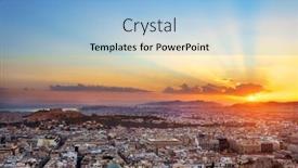  Presentation with skyline - Cool new slide set with athens skyline sunset viewed from mt lykavitos with acropolis greece backdrop and a light blue colored foreground