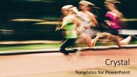  Presentation with athletes - Beautiful slides featuring blurred athletes on running track backdrop and a coral colored foreground